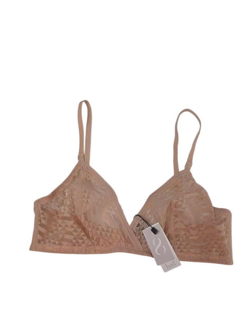 Huit 8 Paris Sheer V-Neck Bra, Blush, Wireless, Size 36C